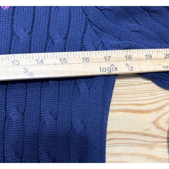 Ralph Lauren Sport Navy Blue Cable Knit Cowl Neck Tunic Sweater Dress Size M - Picture 3 of 5